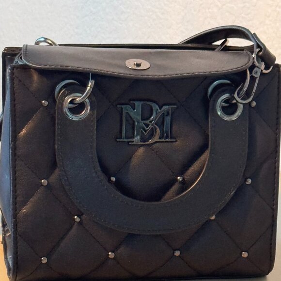 🖤 Badgley Mischka Black Quilted Studded Small Handle Tote Bag 🖤 - Picture 1 of 4